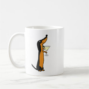 Smilemoretees Funny Dachshund Dog Drinking Martini Coffee Mug