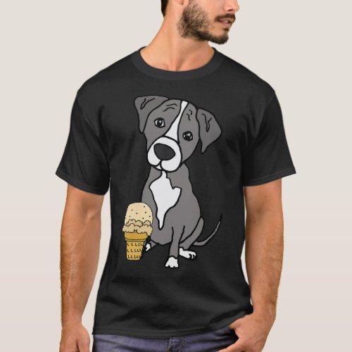 Smilenowteesa  Greyhound Pitbull eating Ice Cream  T_Shirt