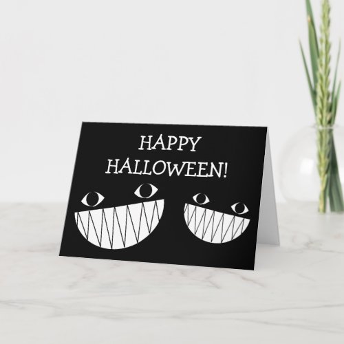 Smiles and Eyes, Black Halloween Greeting Card