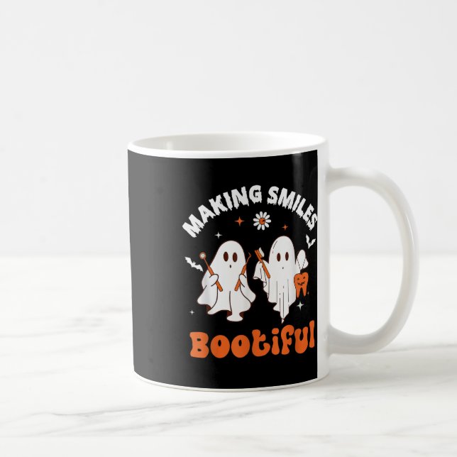 Smiles Bootiful Funny Ghost Dentist Halloween Dent Coffee Mug (Right)