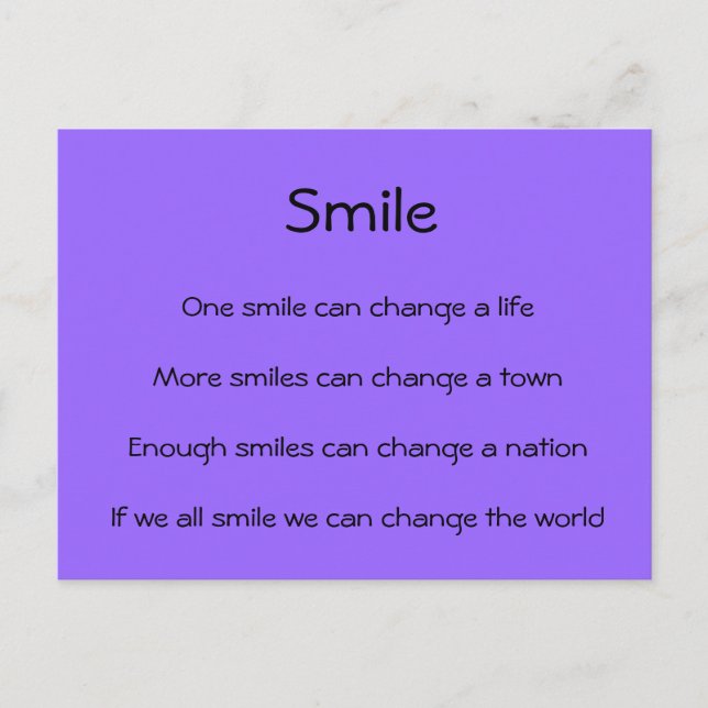 Smiles Change the World Postcard (Front)