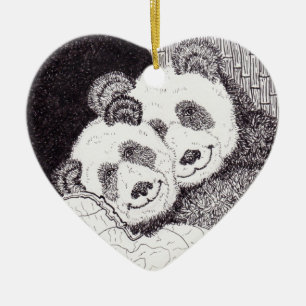 Smiles & Hugs Panda Heart Ornament