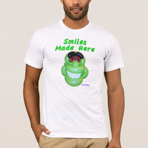 Smiles Made Here Smiling Green Monster Balloon Art T_Shirt