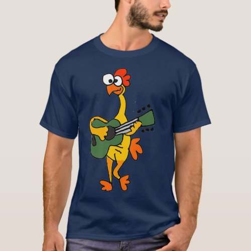 SmilesMusic Funny Rubber Chicken Playing Guitar T_Shirt