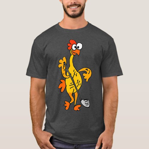 SmilesSports Funny Rubber Chicken Playing Golf T_Shirt