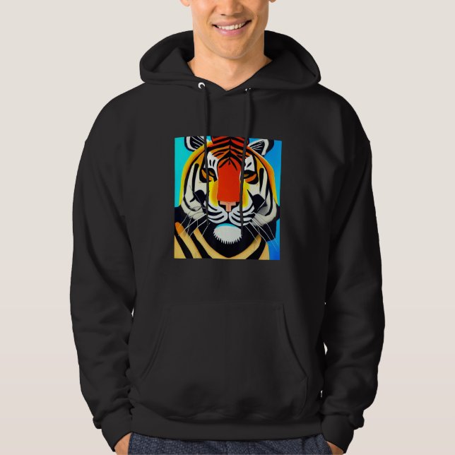 Smileteesanim  Cool Tiger Cubism Art Hoodie (Front)