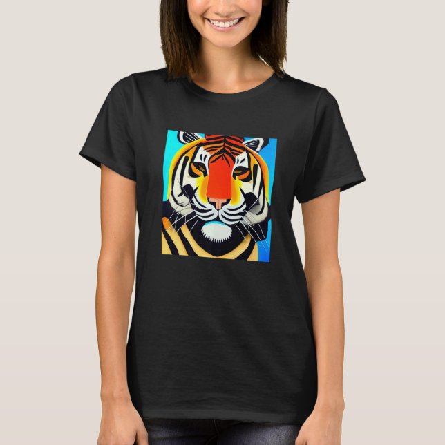 Smileteesanim  Cool Tiger Cubism T-Shirt (Front)