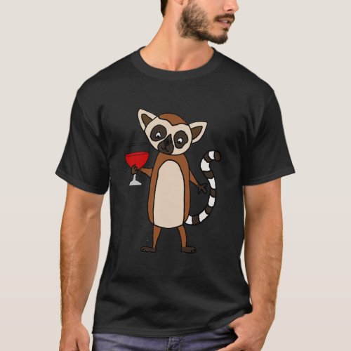 Smileteesdrinka Funny Lemur Drinking Wine T_Shirt