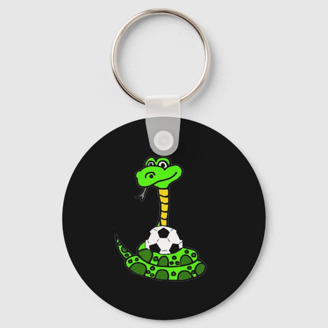 Smileteesfunnya Funny Green Python Snake And Socce Keychain (Front)