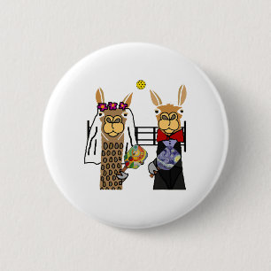 Smileteessports Fun Llama Bride And Groom Pickleba Button