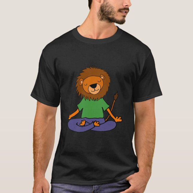 SmileteesSports  Lion Doing Yoga T-Shirt (Front)