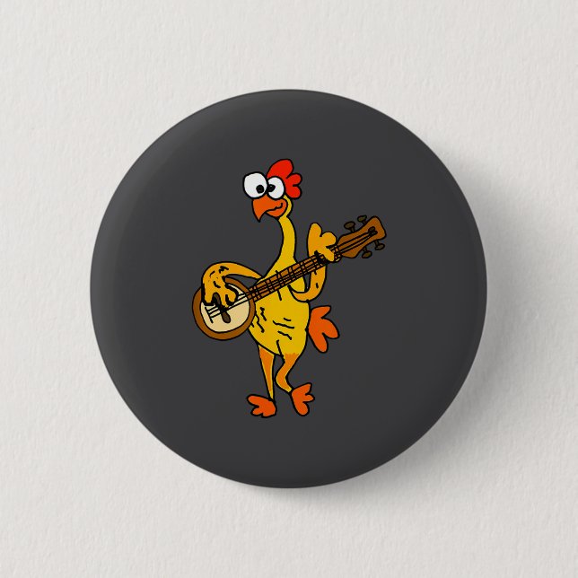 Smileteestank Funny Rubber Chicken Playing Banjo C Button (Front)