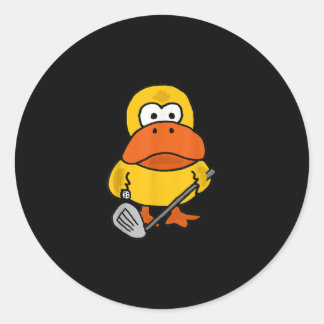 Smiletodays Funny Duck Playing Golf Classic Round Sticker