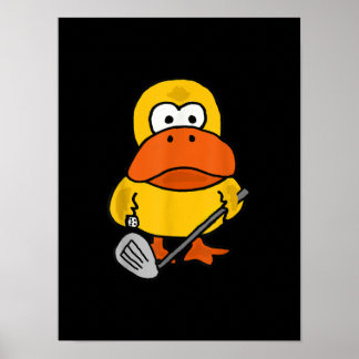 Smiletodays Funny Duck Playing Golf Poster