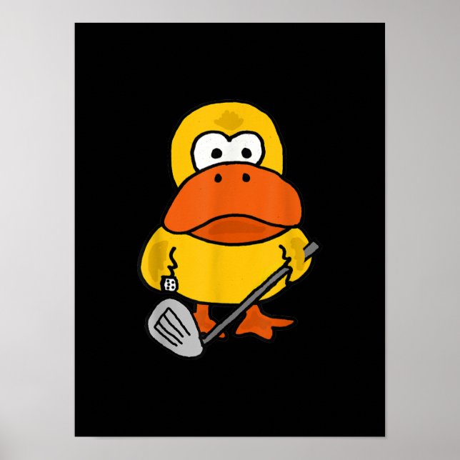 Smiletodays Funny Duck Playing Golf Poster (Front)