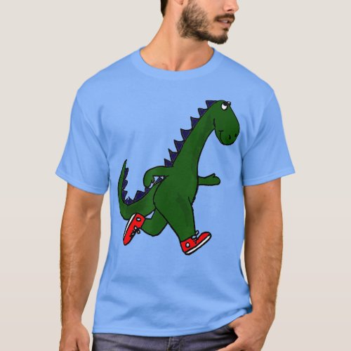 Smiletodaytees Funny Brontosaurus Dinosaur Running T_Shirt