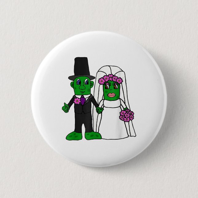 Smiletodaytees Funny Pickle Bride And Groom Weddin Button (Front)