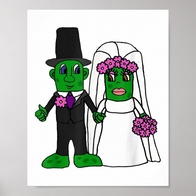 Smiletodaytees Funny Pickle Bride And Groom Weddin Poster (Front)