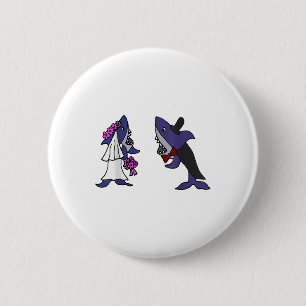 Smiletodaytees Funny Shark Bride And Groom _1 Button