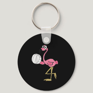 Smiletodaytees Pink Flamingo Volleyball Keychain