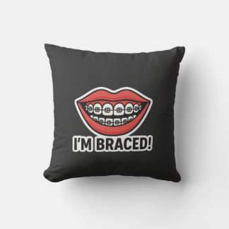 Smiley Braces Fun Sticker – Colorful Lips Throw Pillow