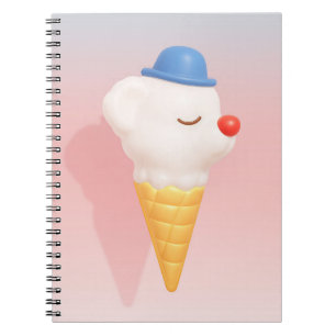 Smiley Cone: 3D Cute Dog Ice Cream Character Art Notebook