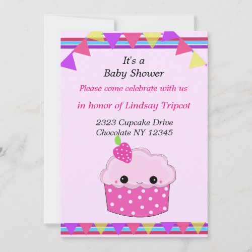 Smiley Cupcake Baby Shower Invitation