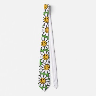 Smiley Daisy Flowers Pattern Tie
