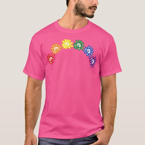 Smiley Daisy Pride Rainbow T_Shirt