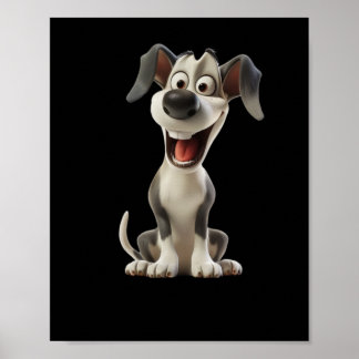 Smiley Dog (black Background) Sticker Poster