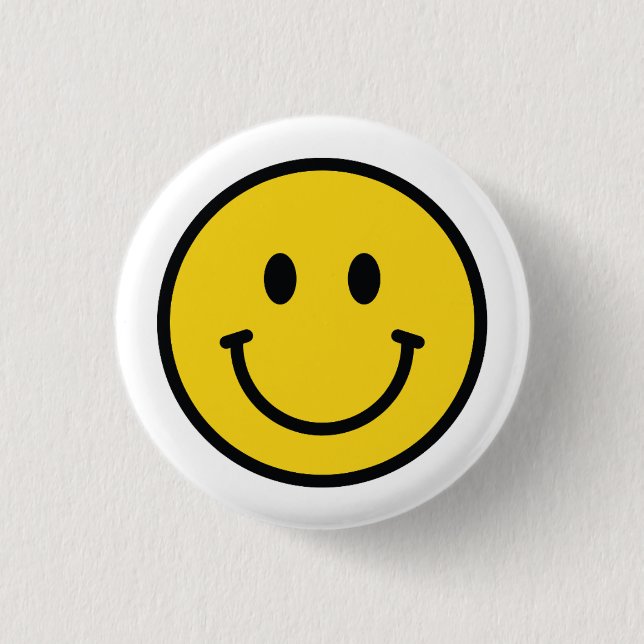 Smiley face badge, button. Fun badge/Button Button (Front)