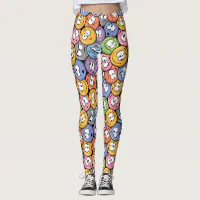 Smiley Face Emoji pattern Leggings Zazzle