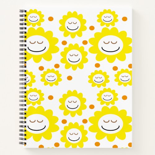 Smiley Face Flower Pattern Notebook