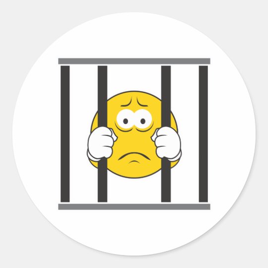 Smiley Face in Jail Classic Round Sticker