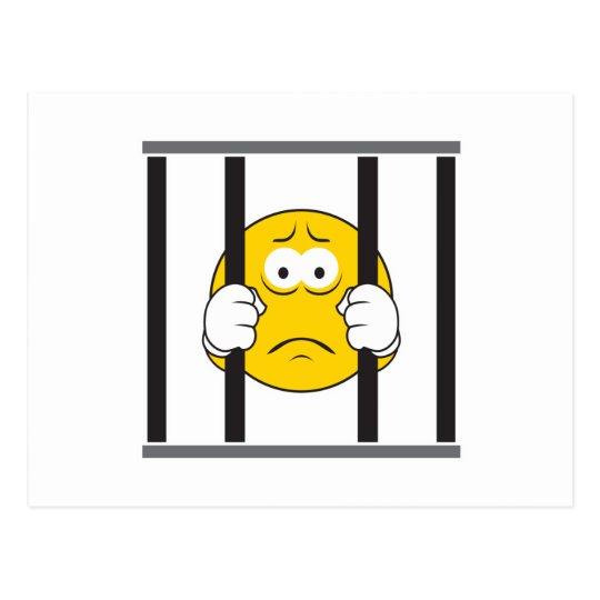 Smiley Face in Jail Postcard
