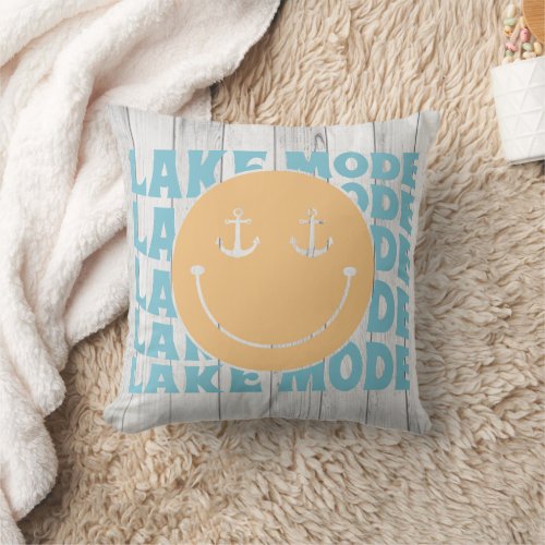 Smiley Face Lake Mode  Throw Pillow