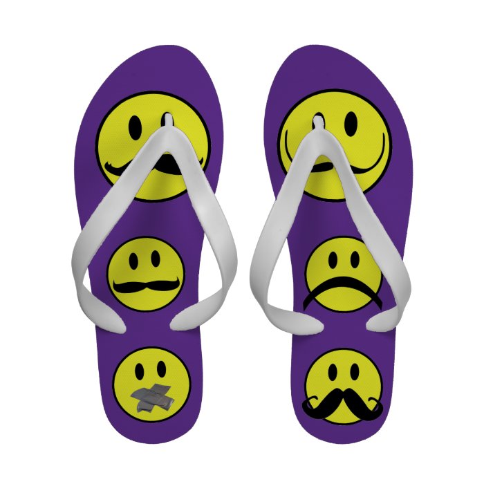 SMILEY FACE MUSTACHE POPULAR FLIP FLOPS TEMPLATE