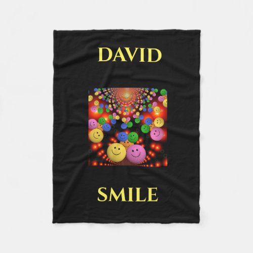 Smiley face personalized name fleece blanket