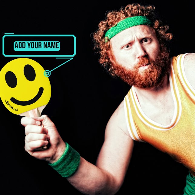 Smiley Face Ping Pong Paddle (Add a dose of pure joy to your game with this set of paddles that can be personalized.)