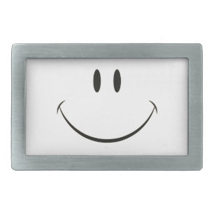 Smiley face rectangular belt buckle