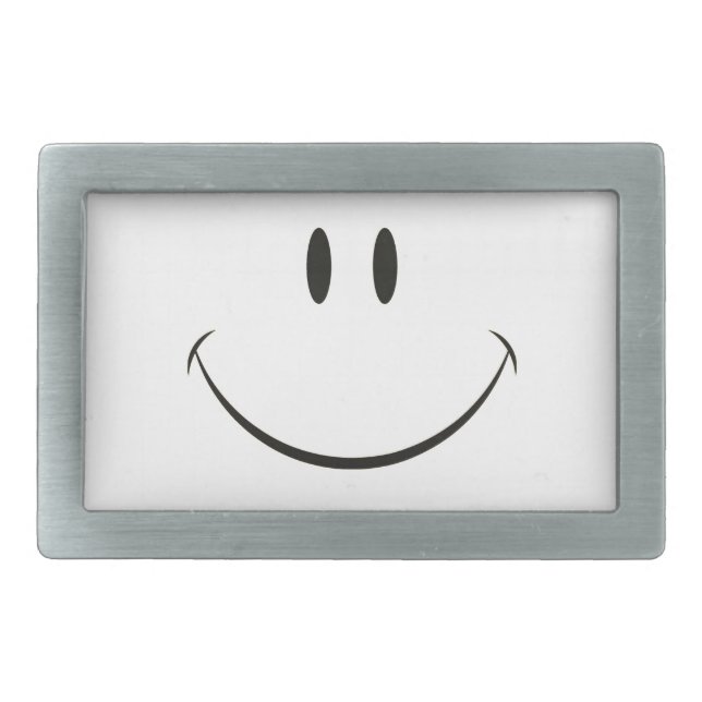 Smiley face rectangular belt buckle (Front)