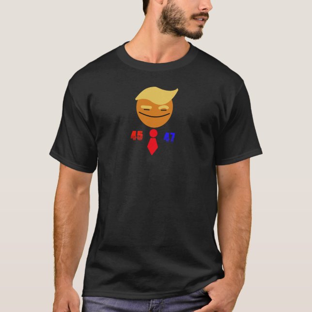 Smiley Face-Red Tie Trump: 45/47 T-Shirt (Front)