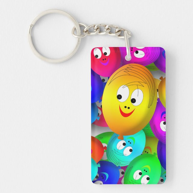 Smiley Faces Balloons Pattern-64171 Keychain (Front)