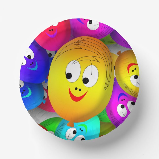 Smiley Faces Balloons Pattern-64171 Paper Bowls (Front)