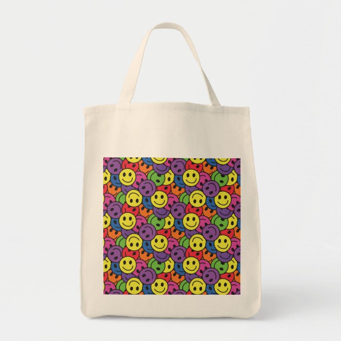 Smiley Faces Retro Hippy Pattern Canvas Bags