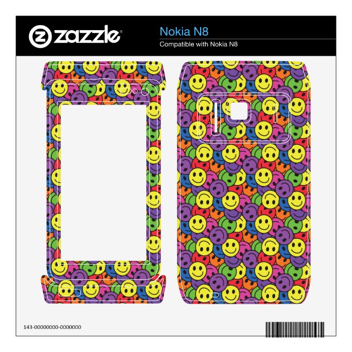 Smiley Faces Retro Hippy Pattern Nokia N8 Decals