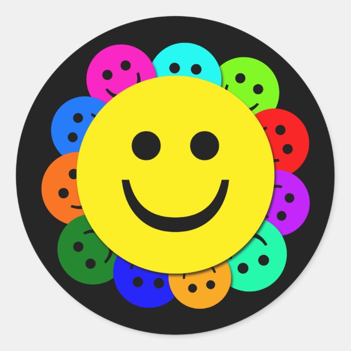 SMILEY FACES ROUND STICKER