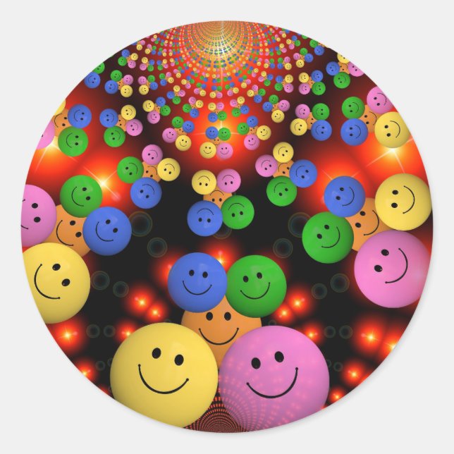 Smiley faces stickers. classic round sticker (Front)