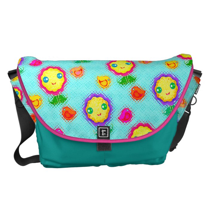 Smiley Floral Pattern Messenger Bag