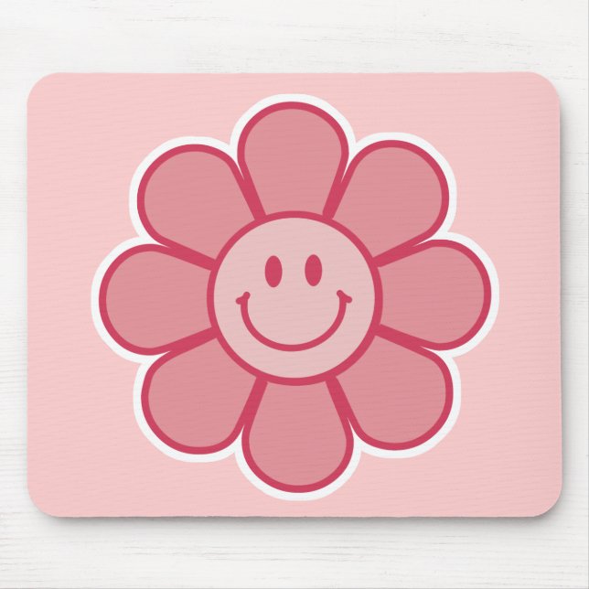 Smiley Flower Mousepad (Pink) (Front)